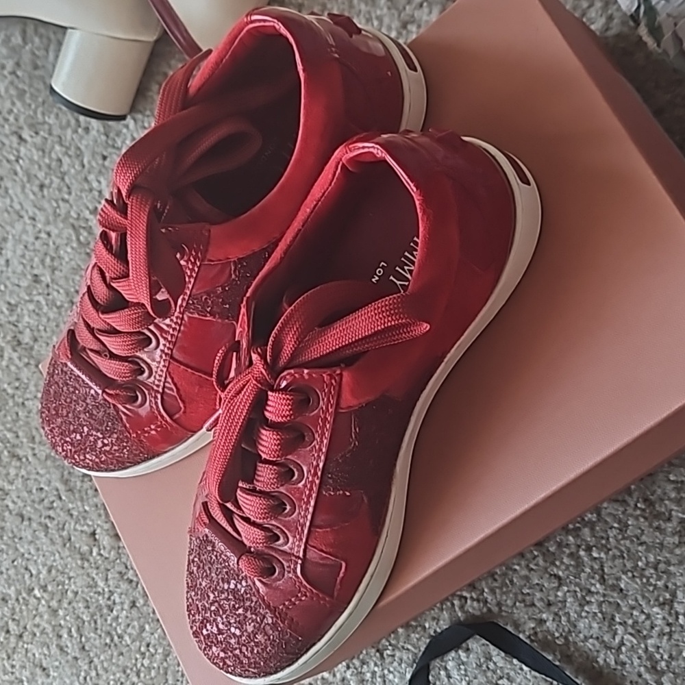 JIMMY CHOO Vintage Cash suede and glitter low-top Sneakers - Picture 6 of 7